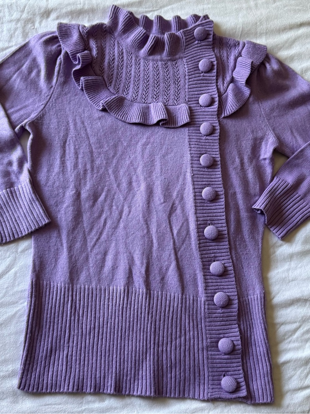 Vintage 90s Made in Japan dELiA*s Lavender Ruffled Sweater